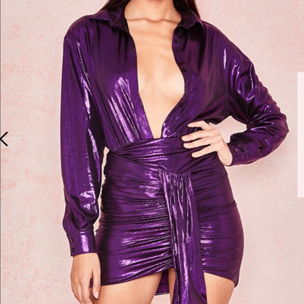 House of CB metallic purple skirt set